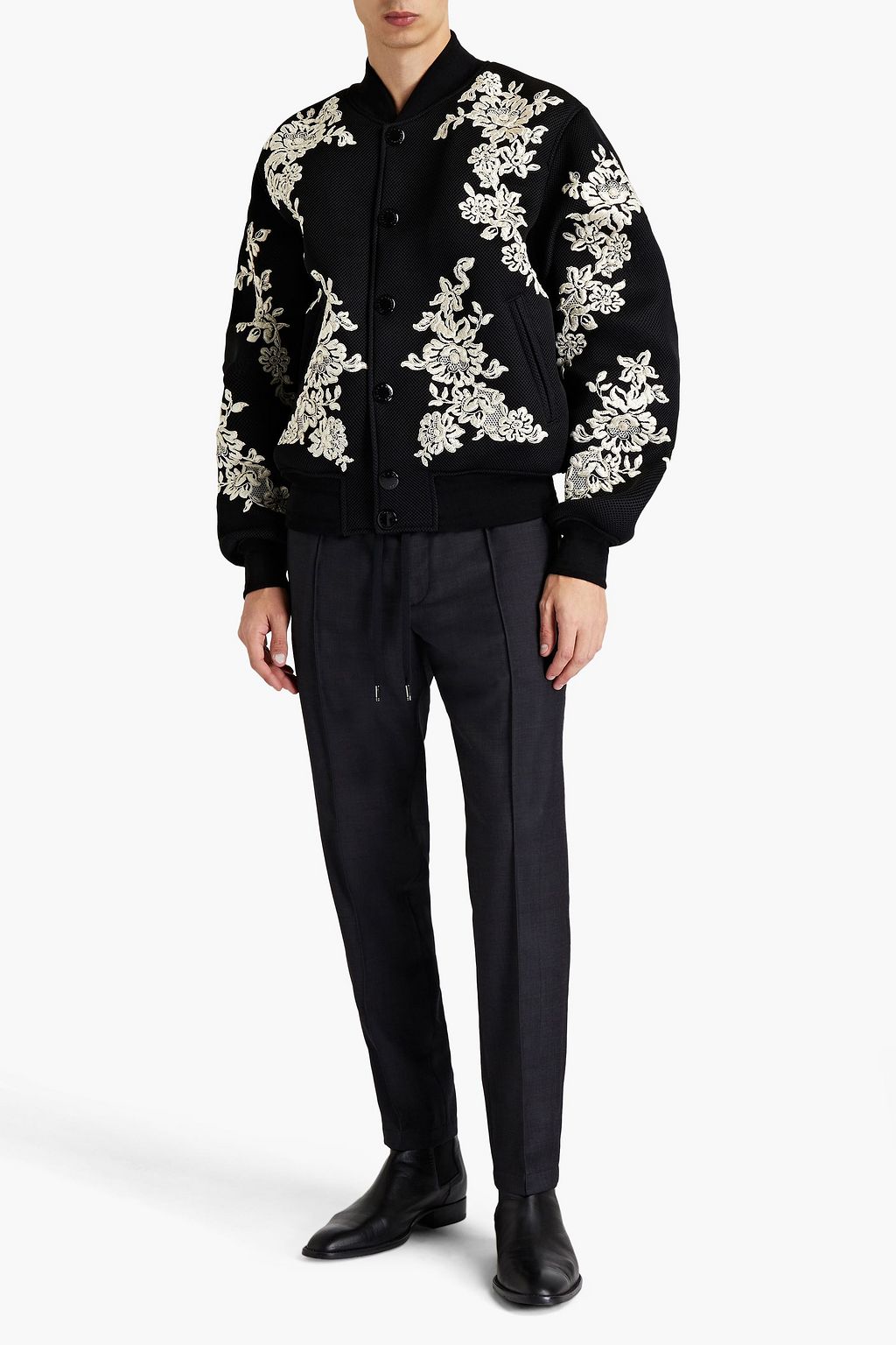 DOLCE&GABBANA Embroidered mesh bomber jacket