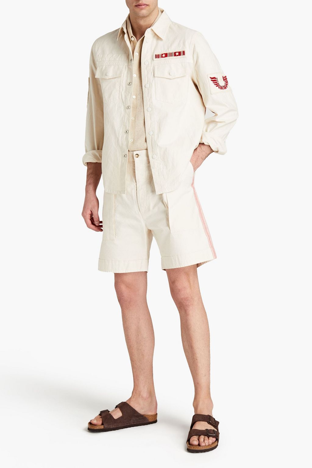 VALENTINO Embellished cotton-canvas overshirt