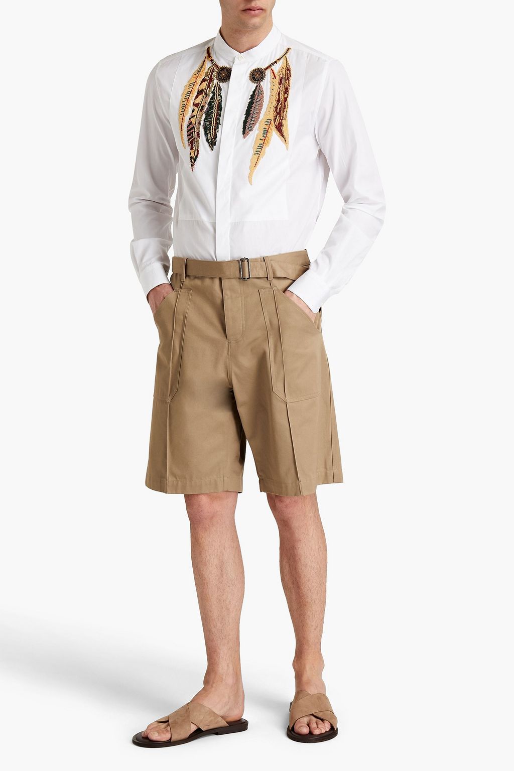 VALENTINO Embellished cotton-poplin shirt
