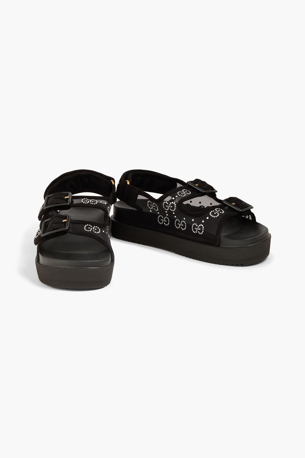 GUCCI Isla GG crystal-embellished tulle platform slingback sandals