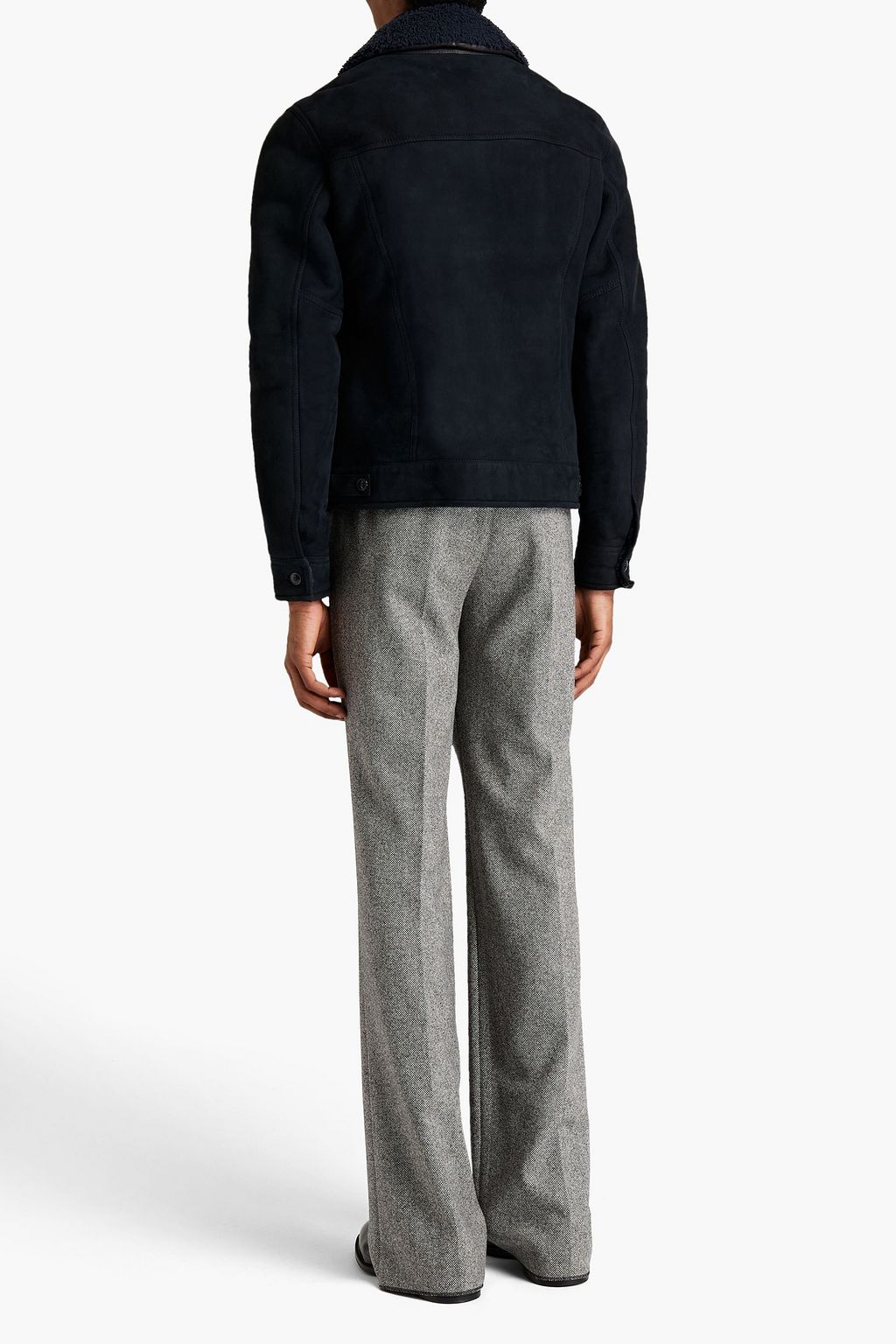 DOLCE & GABBANA Leather-trimmed shearling jacket
