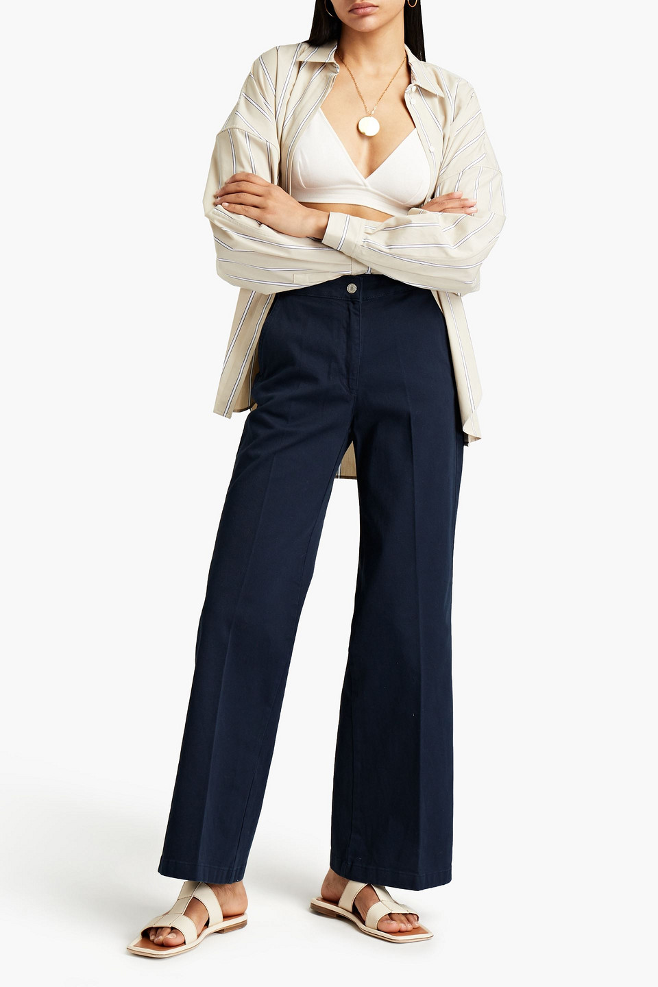 Vanessa Bruno Stretch Cotton-twill Flared Trousers In Blue