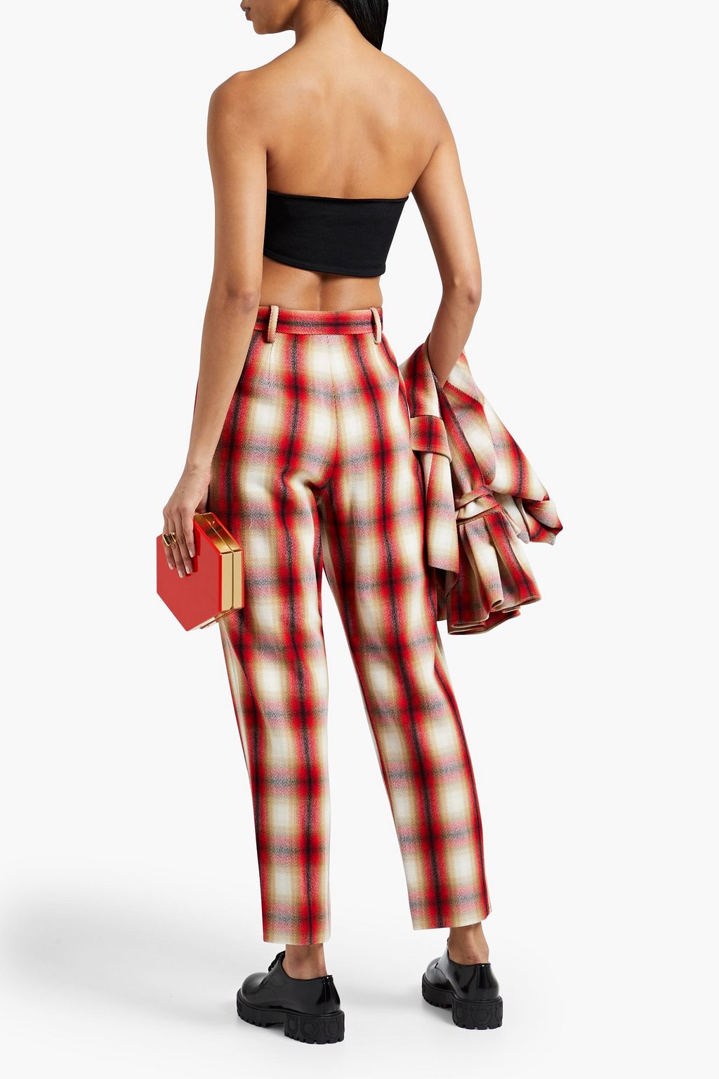 ROSIE ASSOULIN Checked wool-twill straight-leg pants