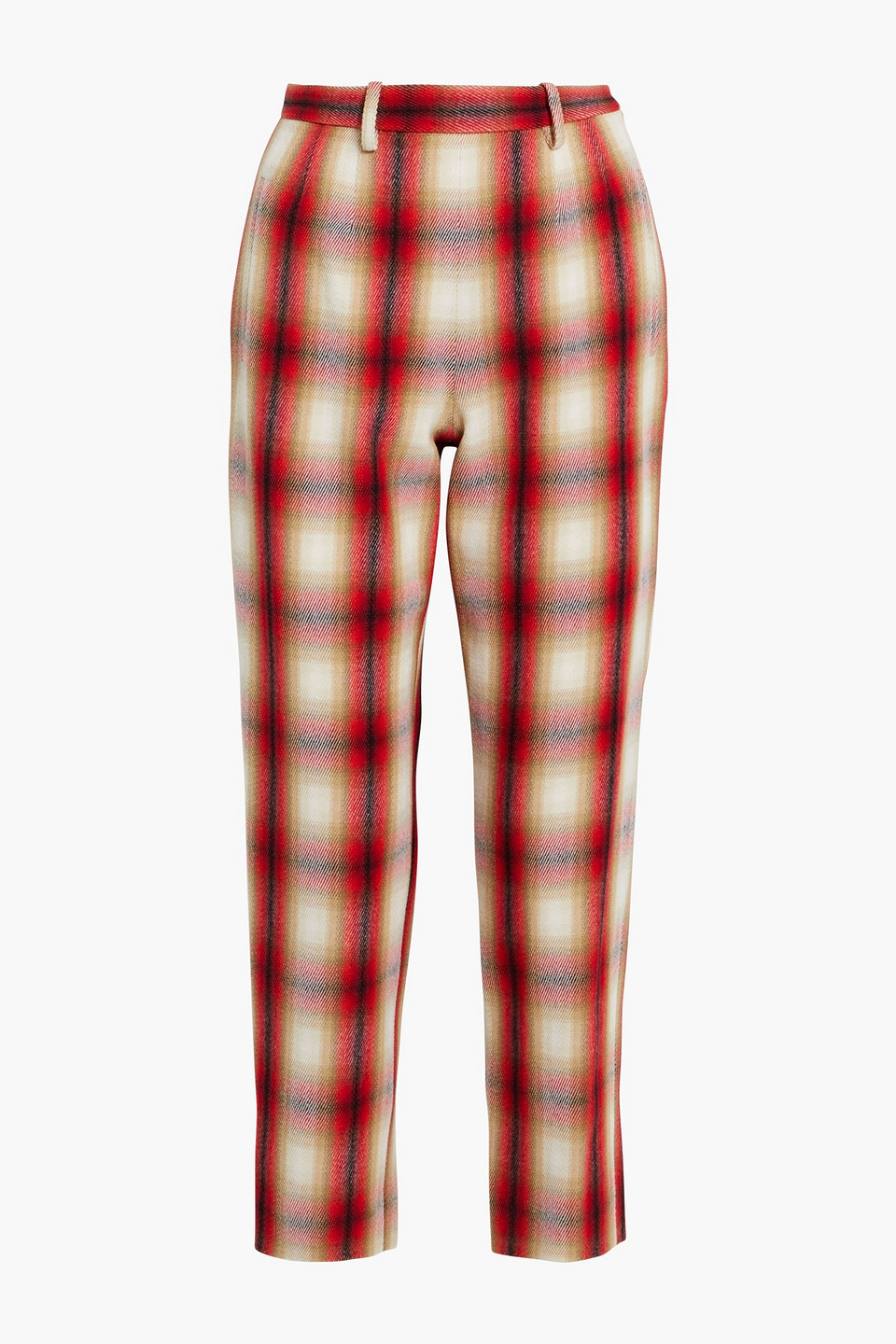 Checked wool-twill straight-leg pants