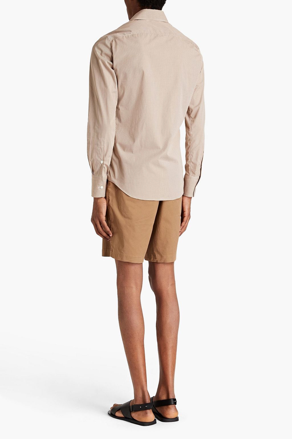 VALENTINO Pintucked gingham cotton-poplin shirt