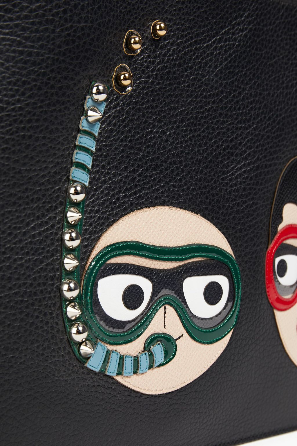 DOLCE&GABBANA Appliquéd pebbled-leather pouch