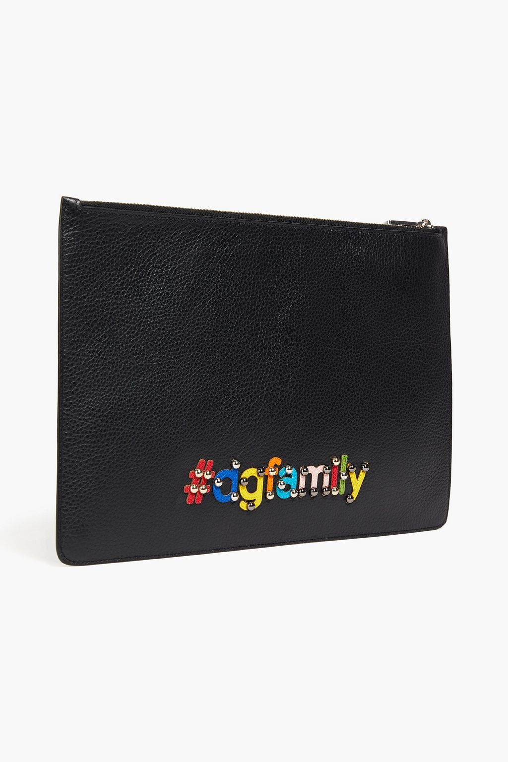 DOLCE&GABBANA Appliquéd pebbled-leather pouch