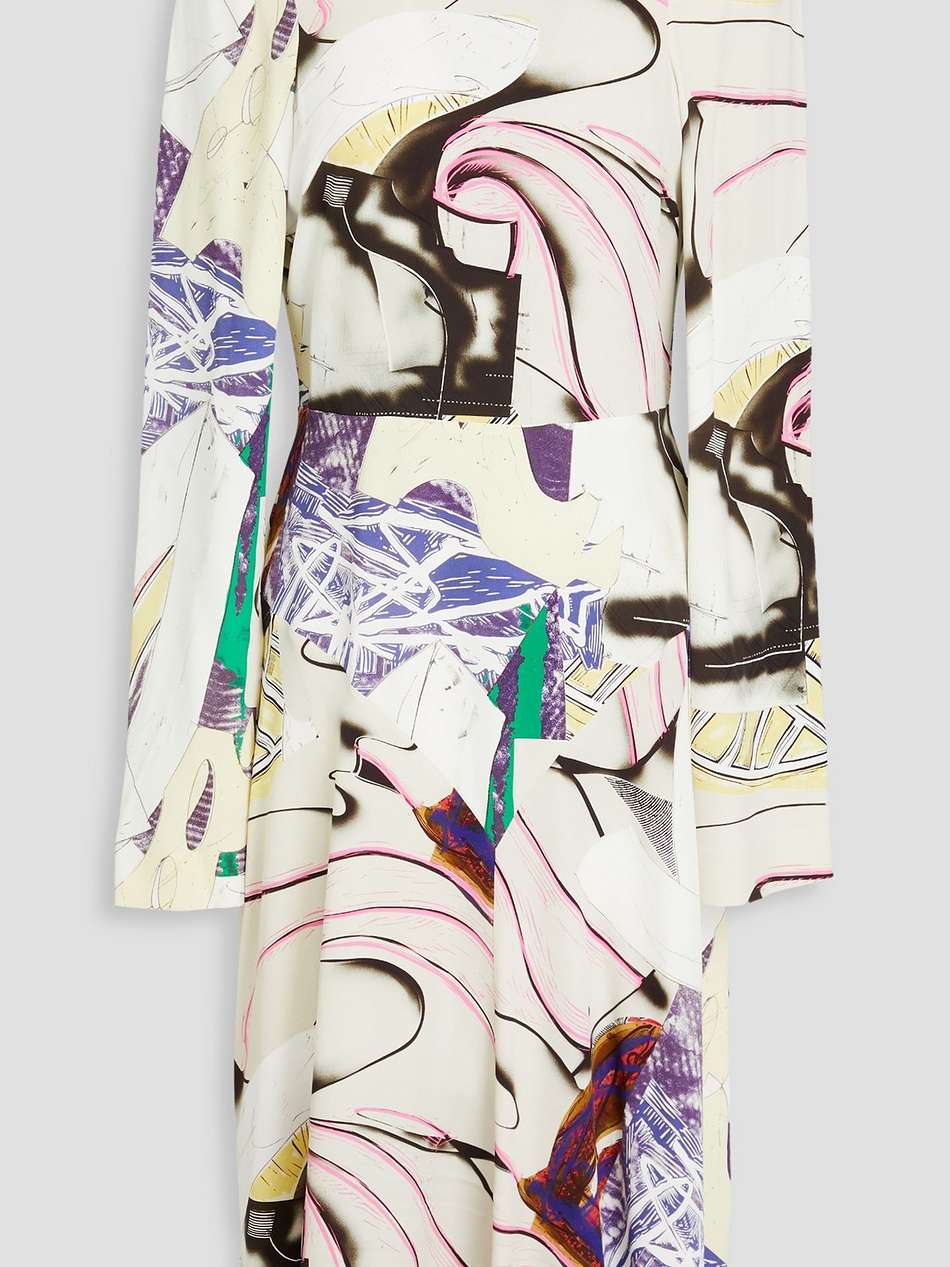 printed satin midi dress