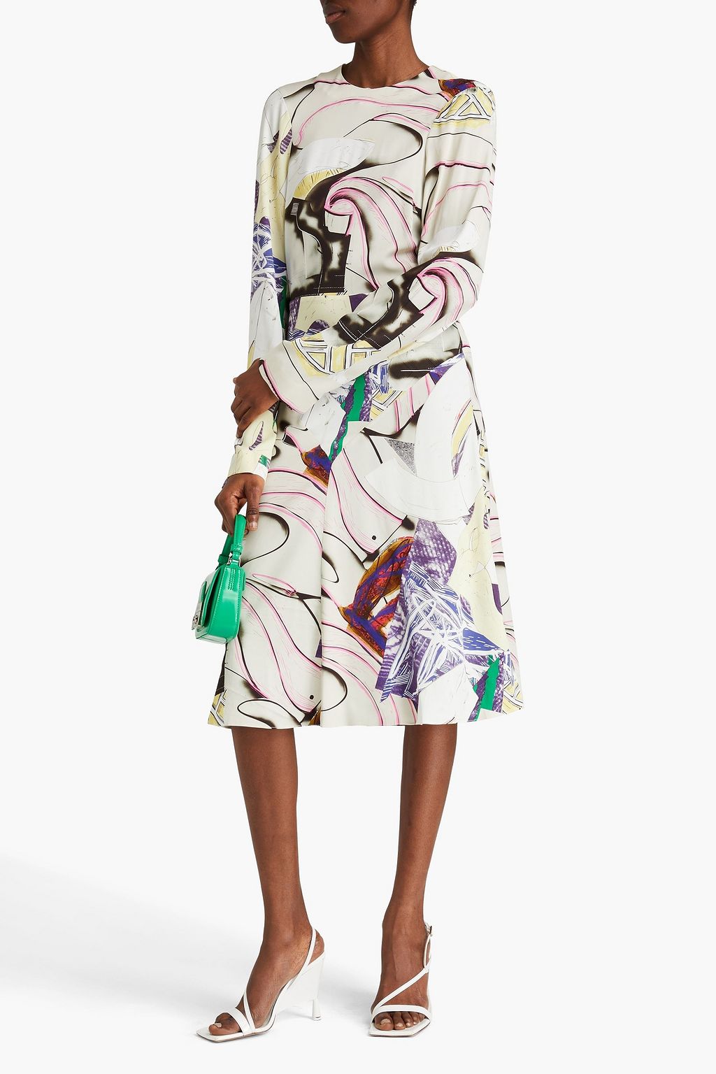 STELLA MCCARTNEY 프린트 새틴 미디 드레스