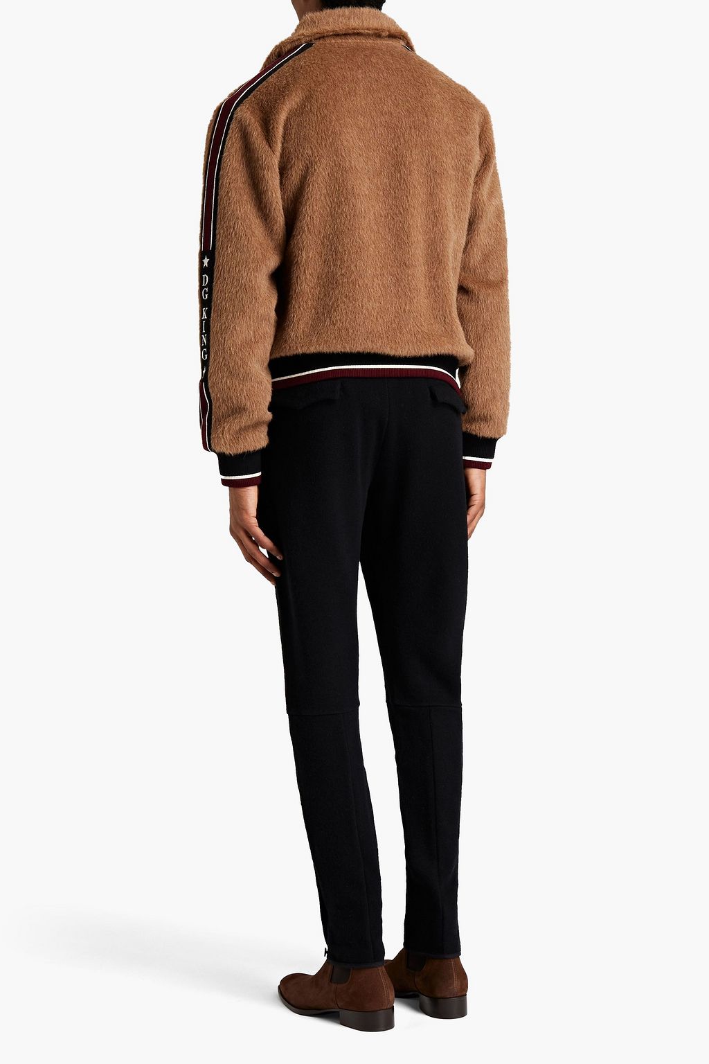 DOLCE&GABBANA Appliquéd brushed alpaca and wool-blend jacket