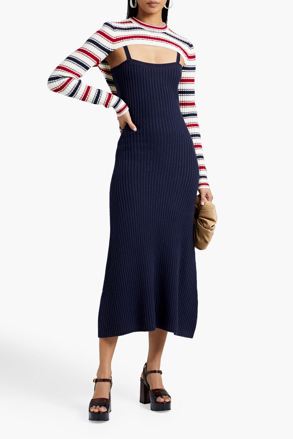 ROSIE ASSOULIN Thousand in One Ways convertible merino wool-blend slip dress
