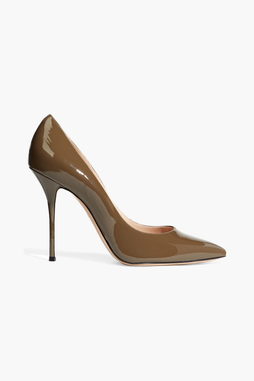 Taupe patent leather pumps Clearance