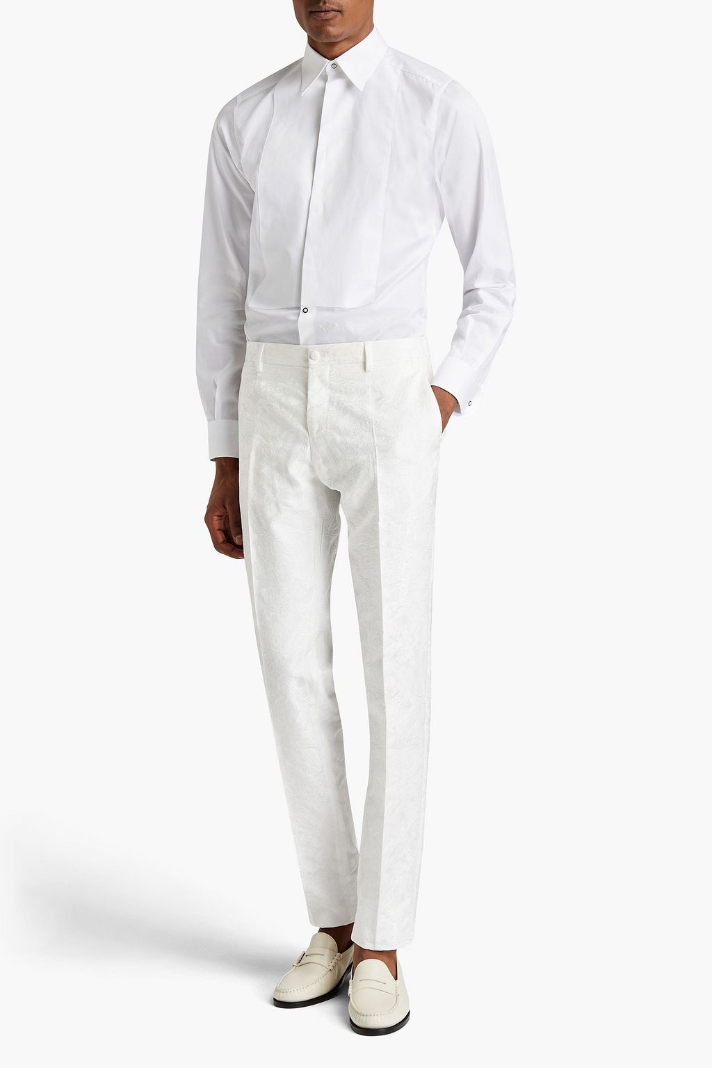 DOLCE&GABBANA Slim-fit satin-jacquard pants