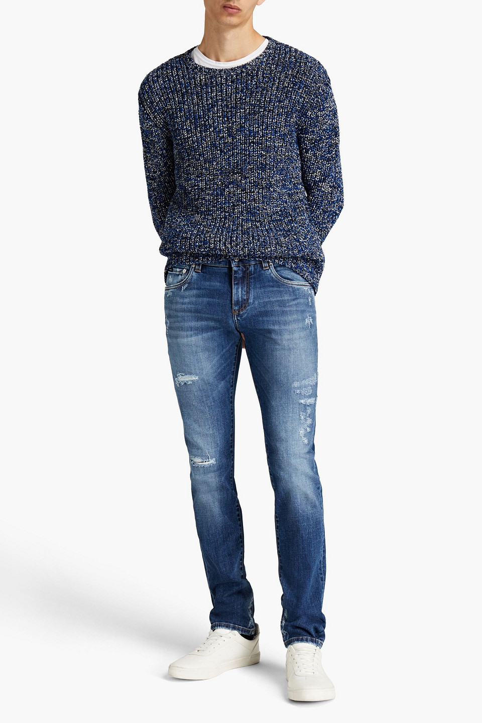 Dolce & Gabbana Man Skinny-fit Distressed Denim Jeans In Blue