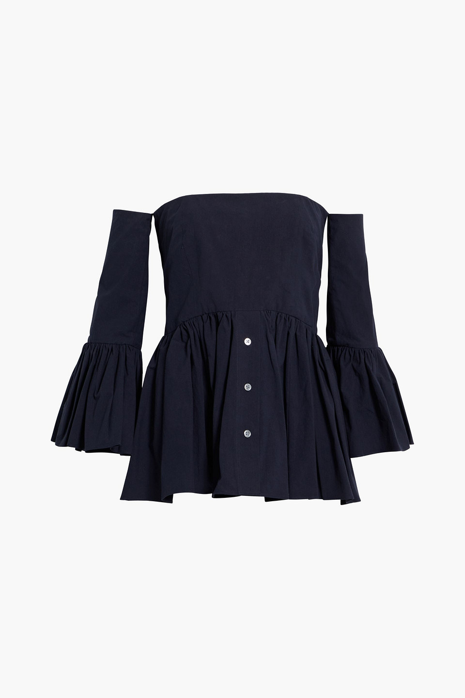 Court off-the-shoulder gathered cotton-poplin top
