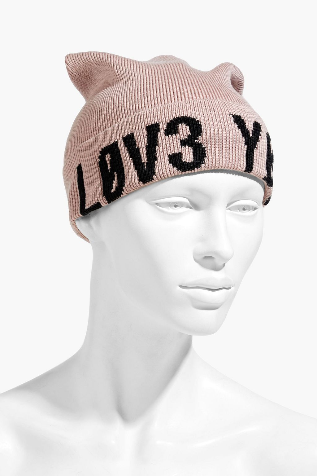 RED(V) Jacquard-knit wool beanie
