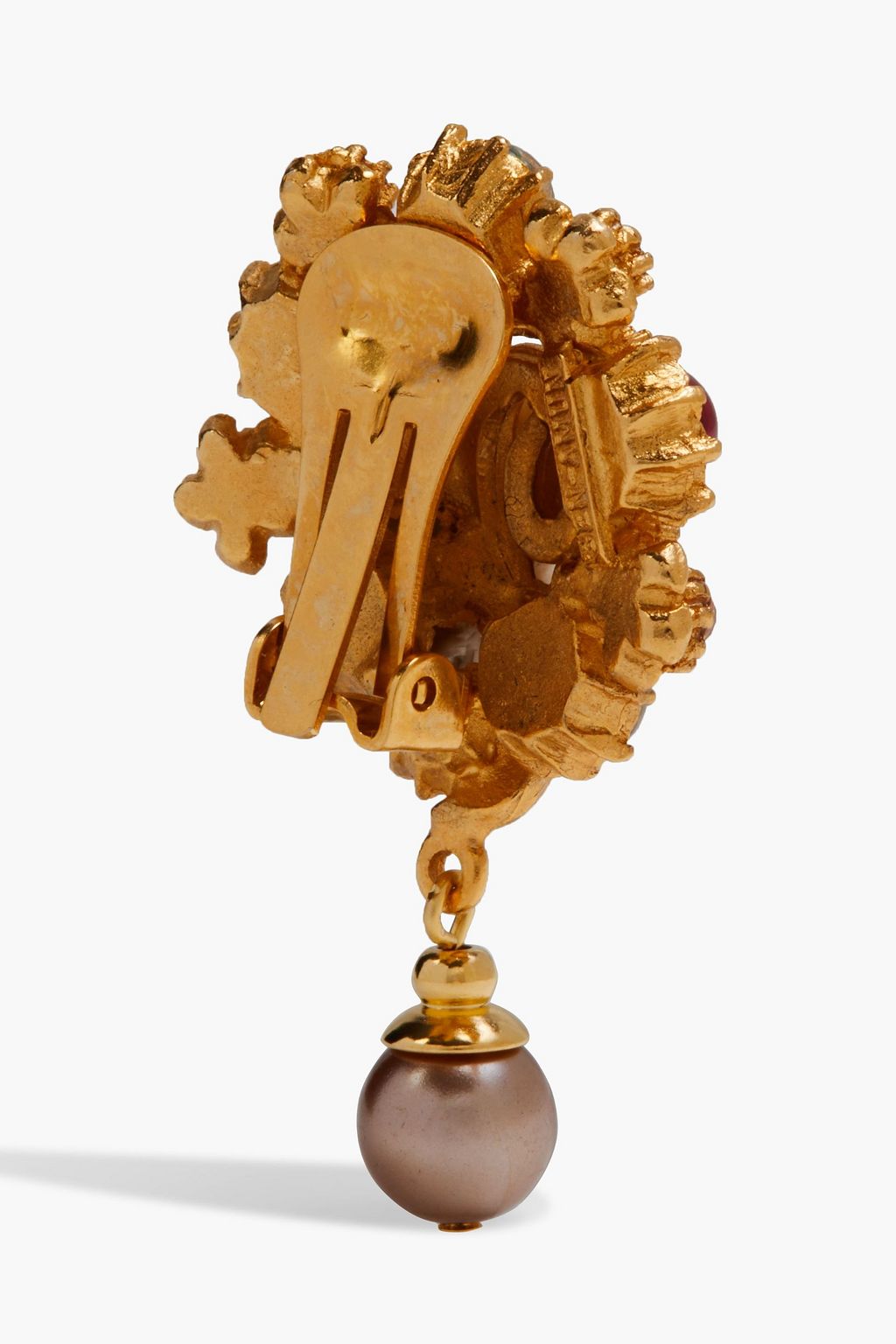 BEN-AMUN Gold-tone multi-stone clip earrings