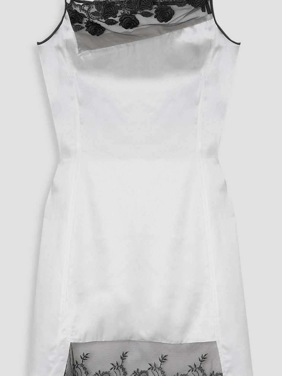 asymmetric lace-trimmed silk-charmeuse mini dress