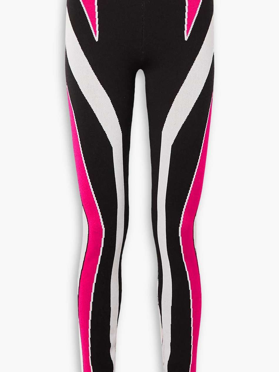striped stretch-jacquard leggings
