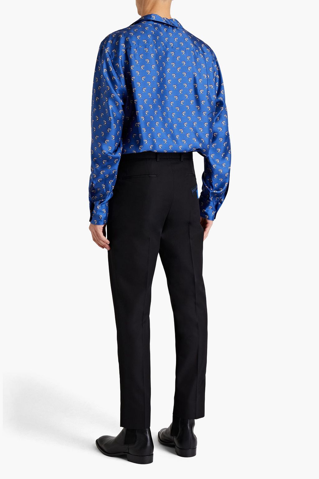 DOLCE&GABBANA Logo-appliquéd cotton and silk-blend chinos