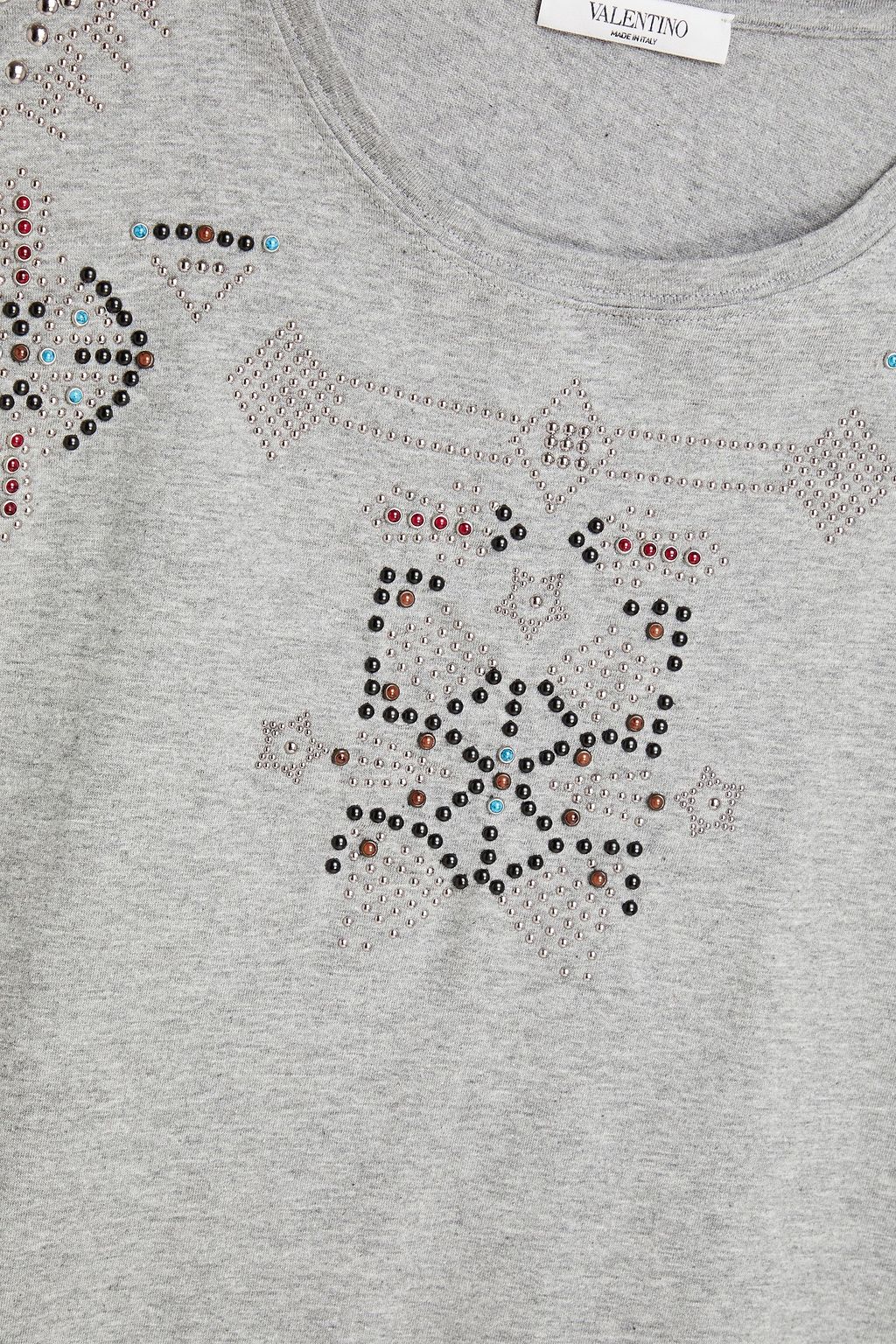 VALENTINO GARAVANI Studded mélange cotton-jersey T-shirt