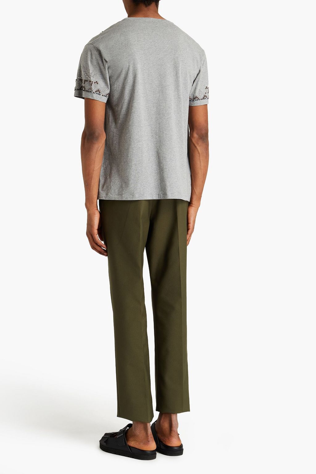 VALENTINO GARAVANI Studded mélange cotton-jersey T-shirt
