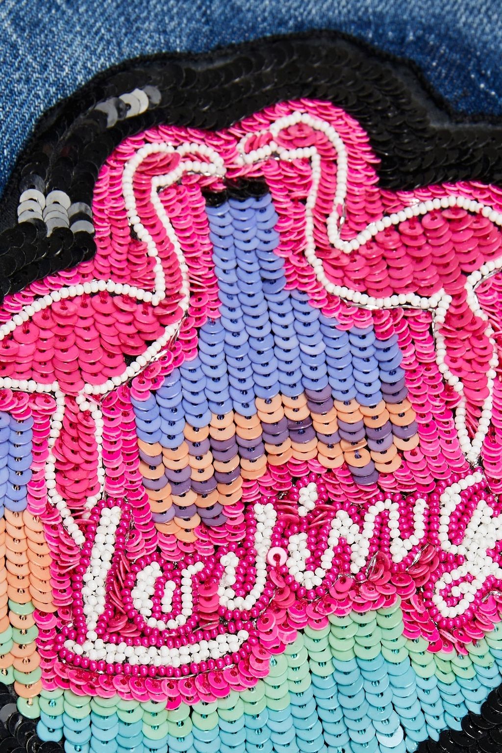 VALENTINO Embellished faded denim jacket