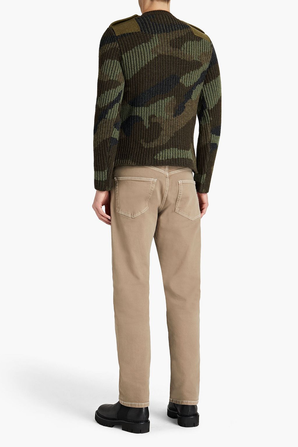 VALENTINO Camouflage-print jacquard-knit wool sweater