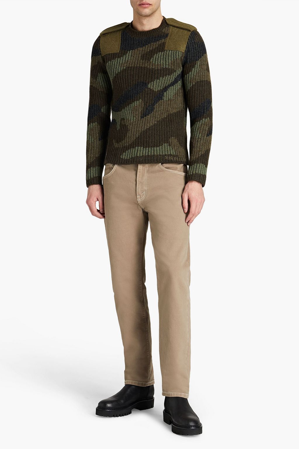VALENTINO Camouflage-print jacquard-knit wool sweater