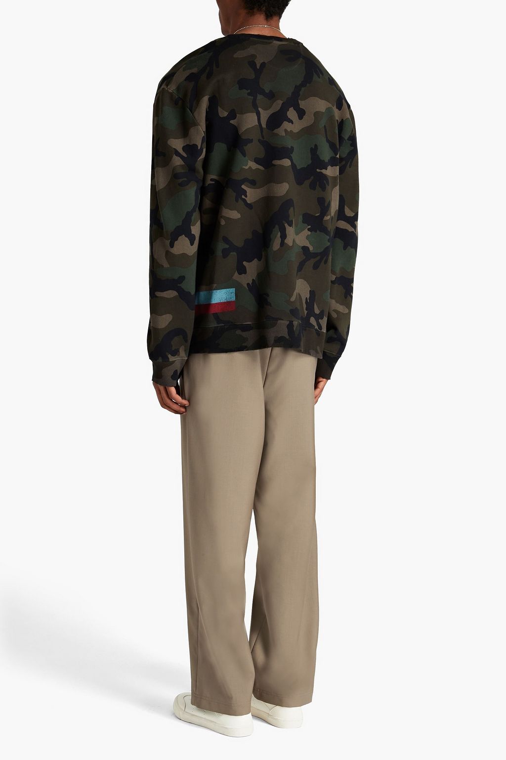 VALENTINO GARAVANI Distressed camouflage-print French cotton-terry sweatshirt
