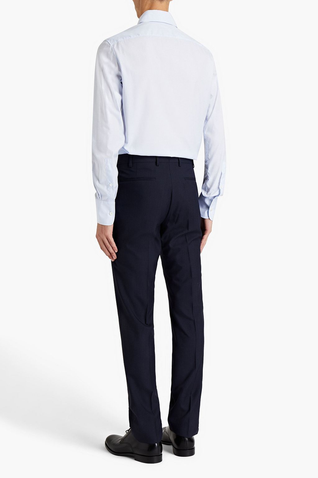 VALENTINO Pintucked checked cotton-poplin shirt