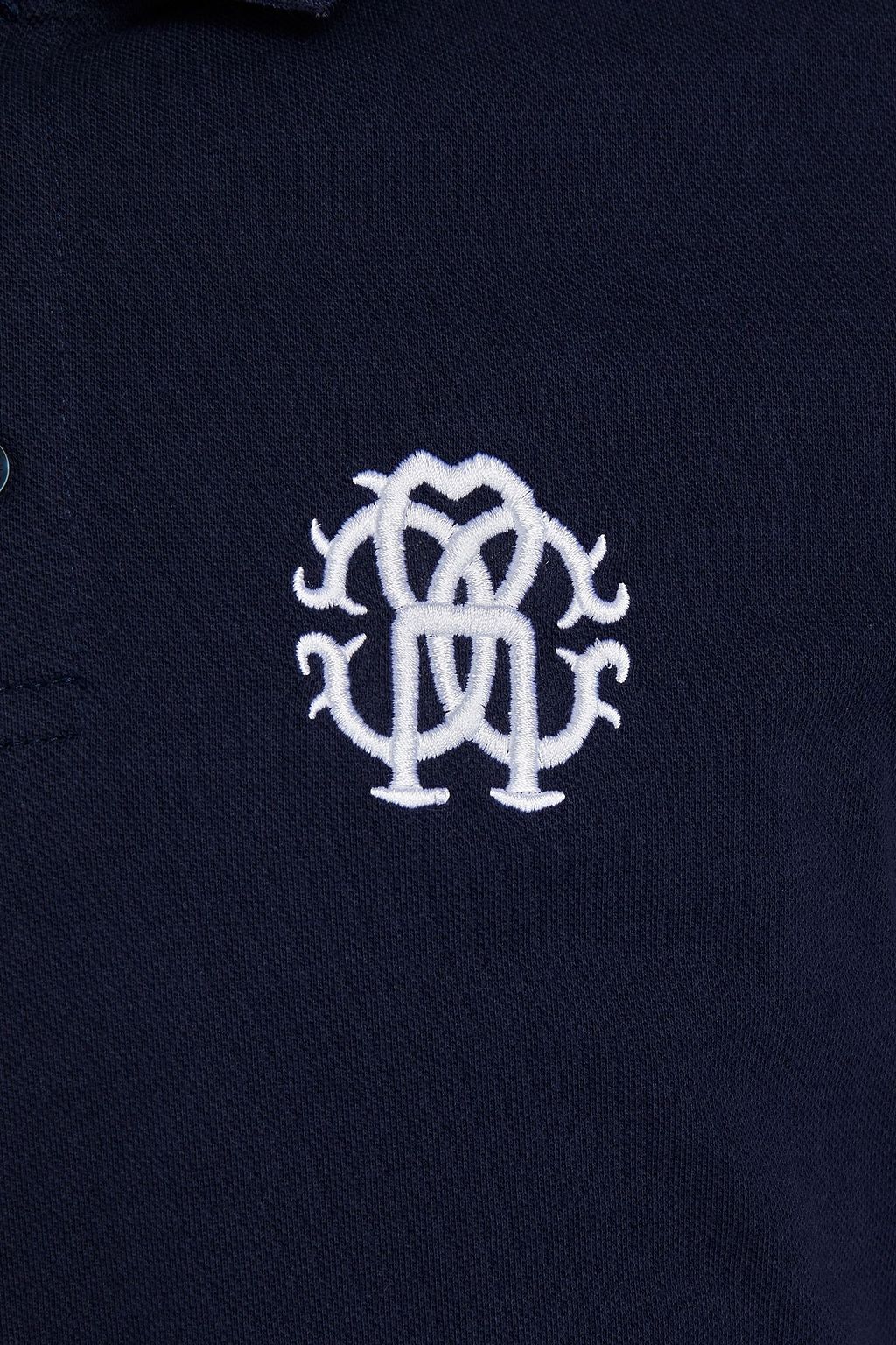 ROBERTO CAVALLI Logo-embroidered cotton-piqué polo shirt