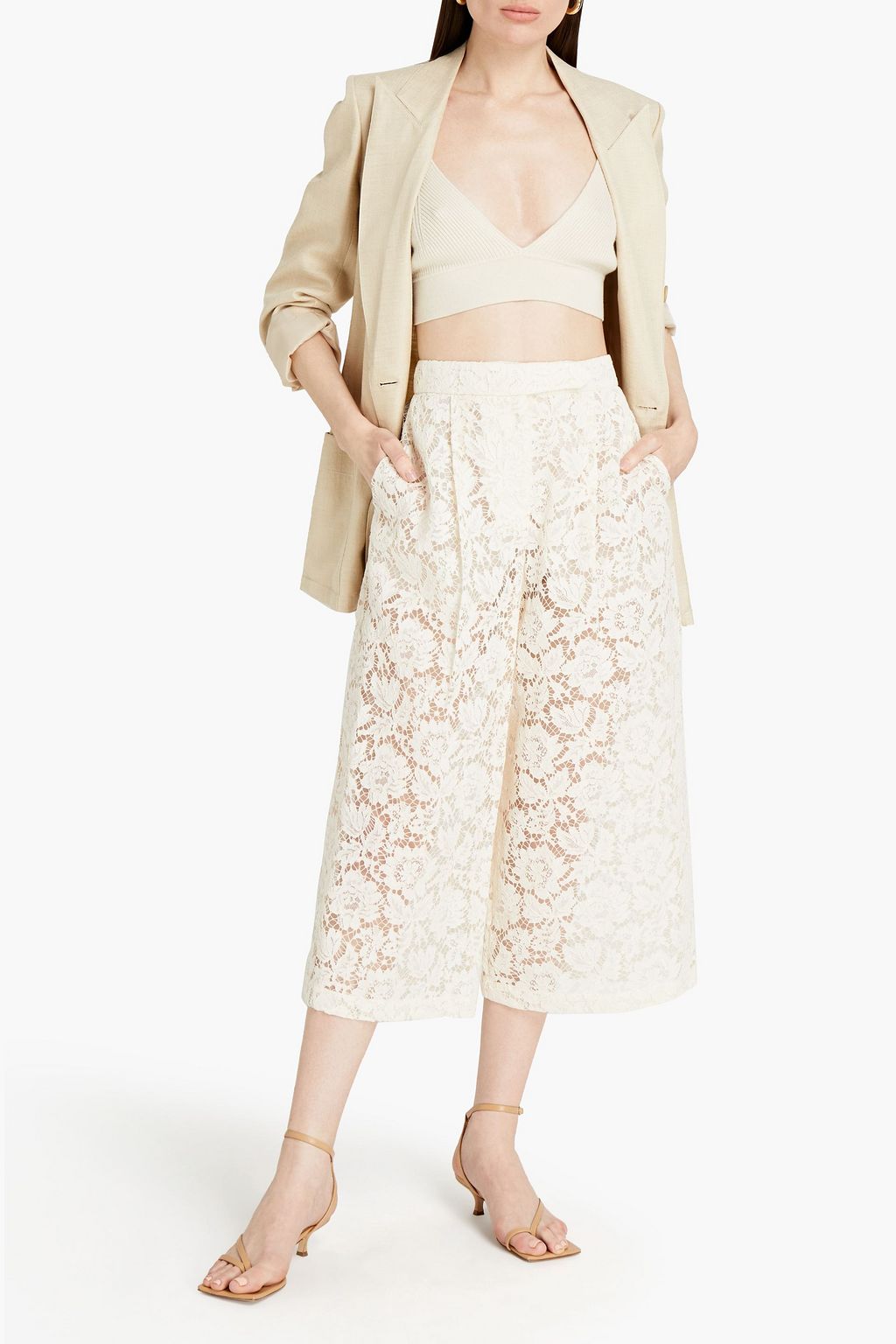 VALENTINO GARAVANI Cotton-blend corded lace culottes