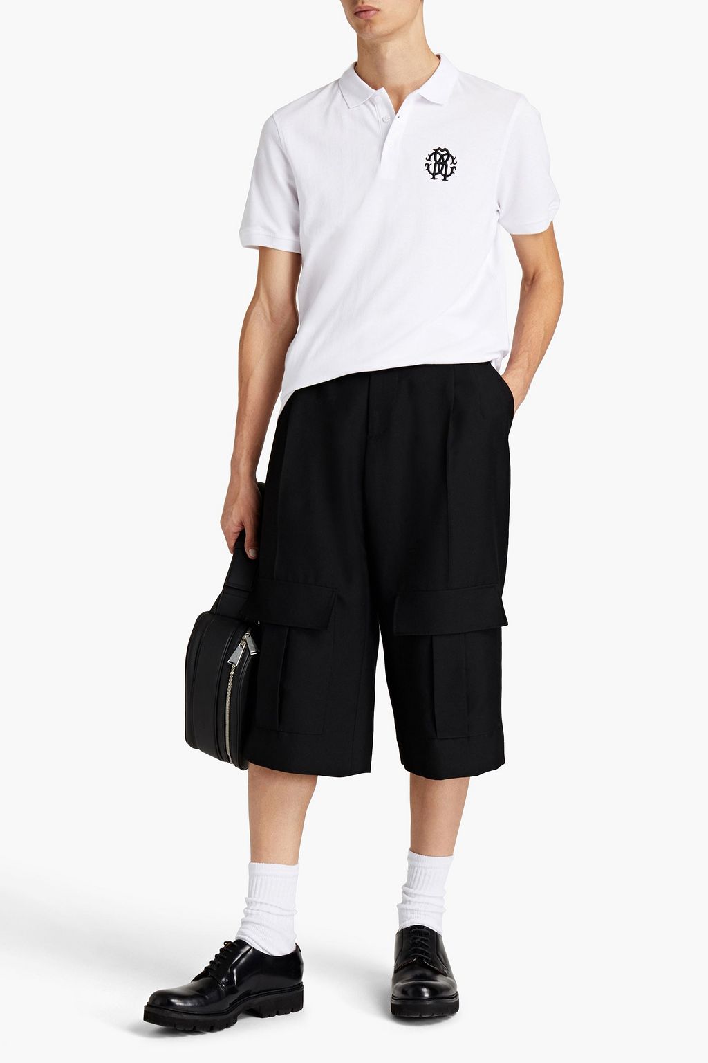 ROBERTO CAVALLI Logo-embroidered cotton-piqué polo shirt