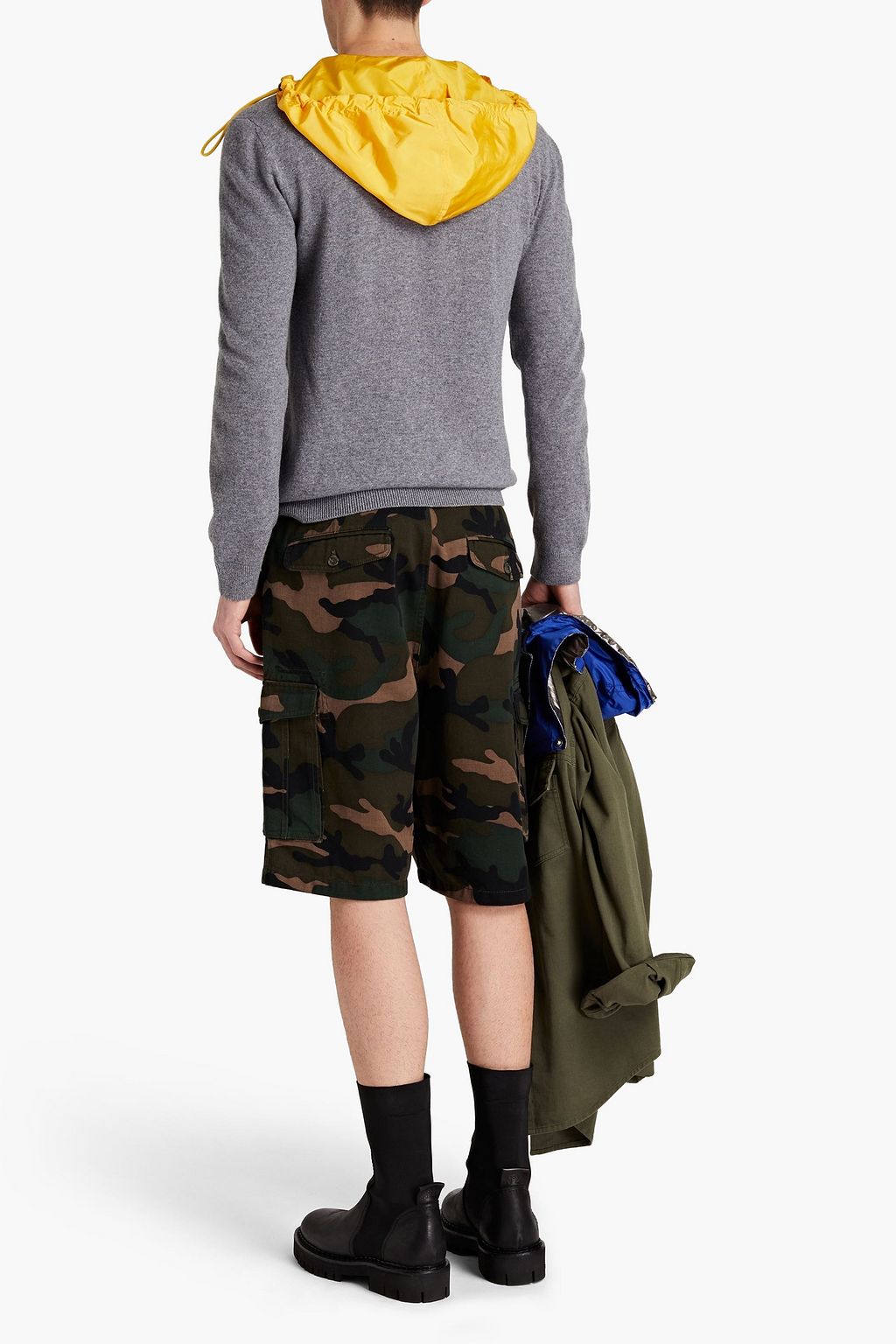 VALENTINO GARAVANI Shell-paneled wool hooded sweater