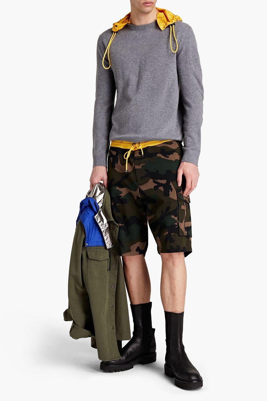 VALENTINO GARAVANI Shell-paneled wool hooded sweater