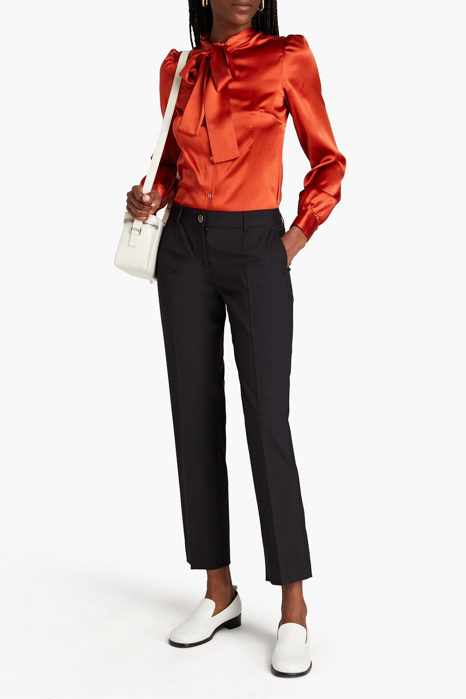 Dolce & Gabbana Wool-blend Tapered Trousers In Black