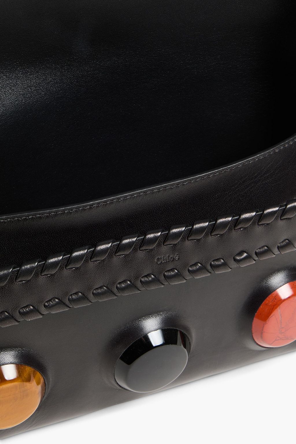 CHLOÉ Stone-embellished leather envelope clutch