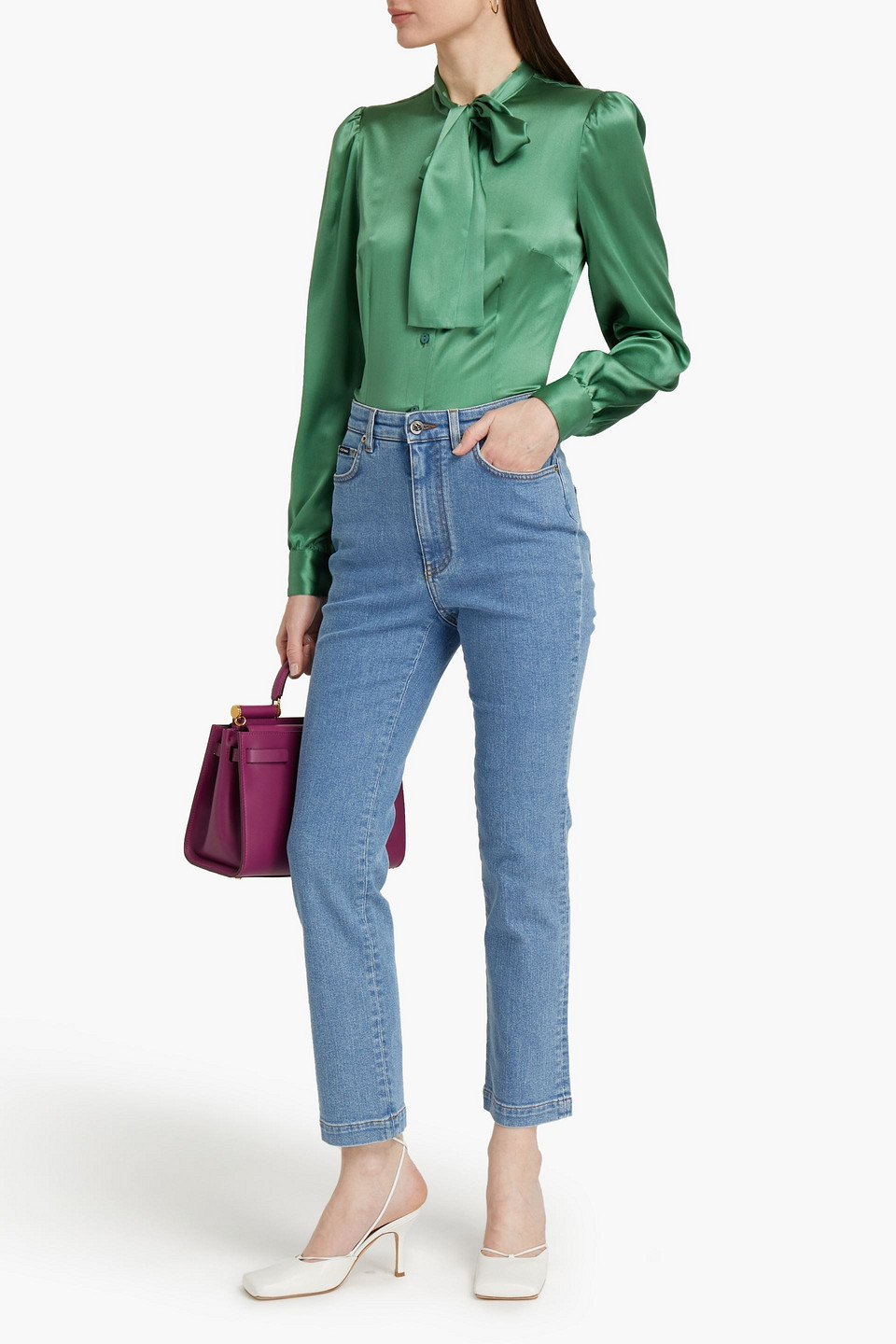 Dolce & Gabbana Pussy-bow Silk-blend Satin Blouse