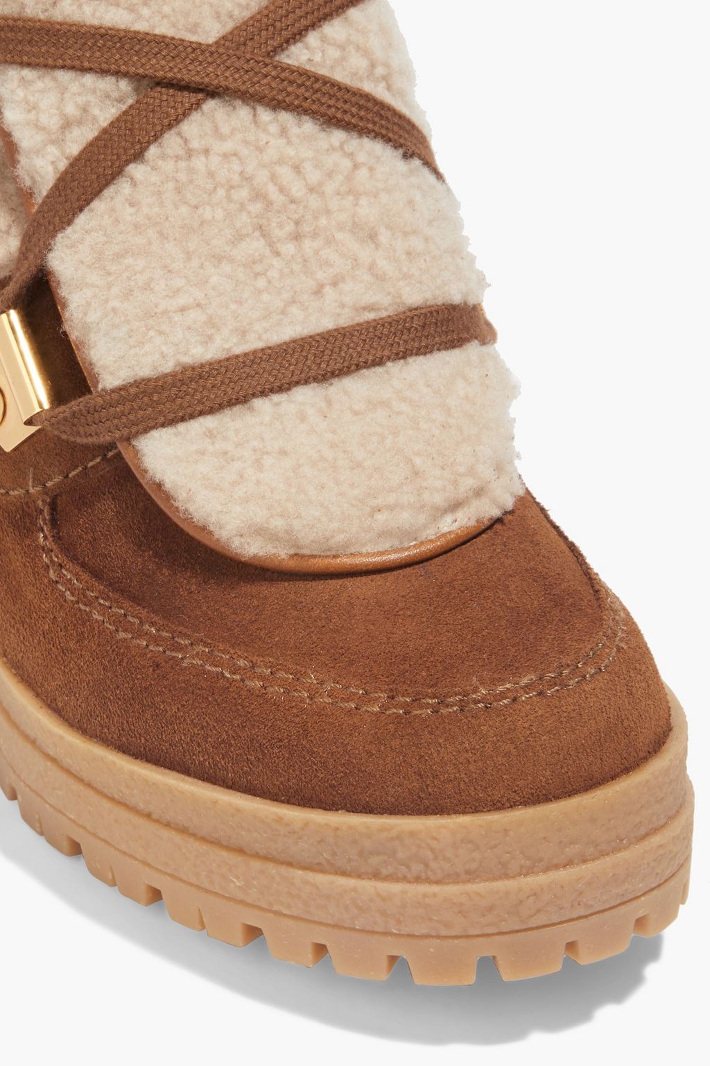 SEE BY CHLOÉ Karla leather-trimmed suede and shearling ankle boots