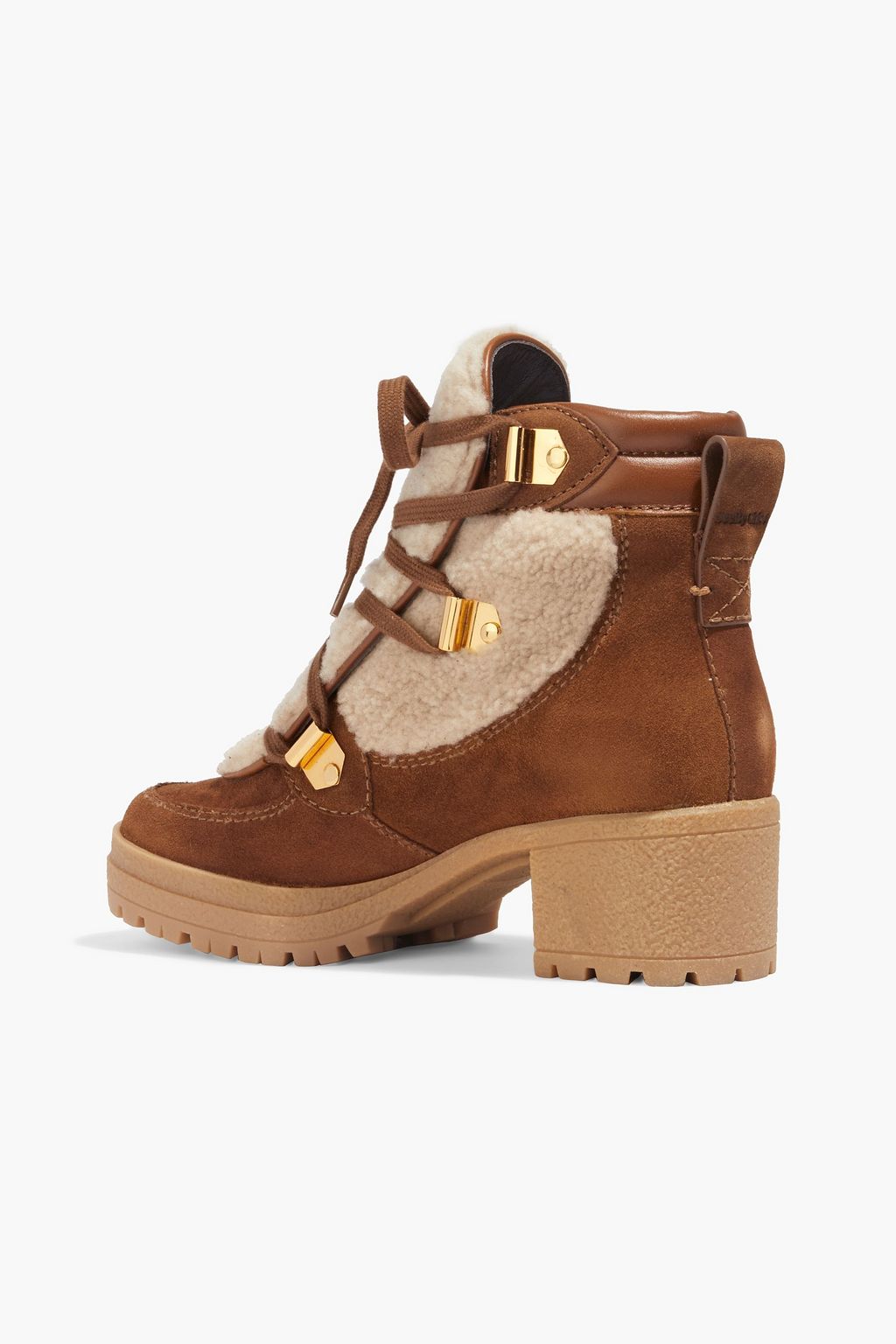 SEE BY CHLOÉ Karla leather-trimmed suede and shearling ankle boots