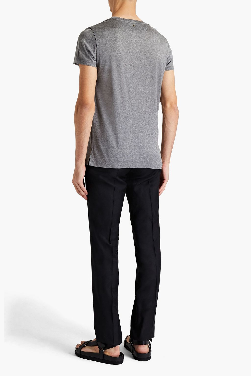 VALENTINO GARAVANI Studded mélange cotton-jersey T-shirt