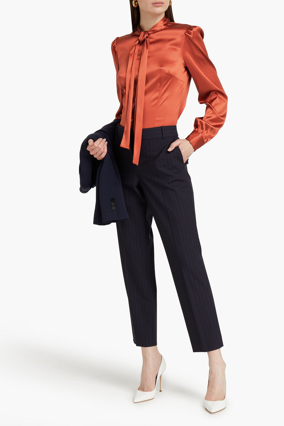 Dolce & Gabbana Pussy-bow Silk-blend Satin Blouse In Black