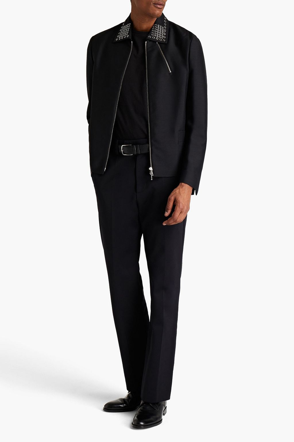 VALENTINO GARAVANI Eyelet-trimmed mohair and wool-blend jacket