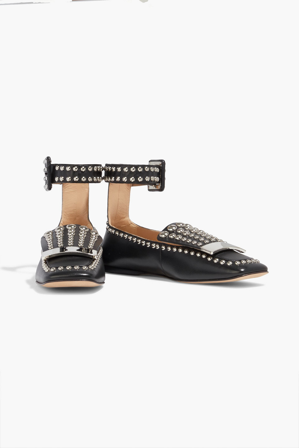 Sergio Rossi Studded Leather Loafers In Black