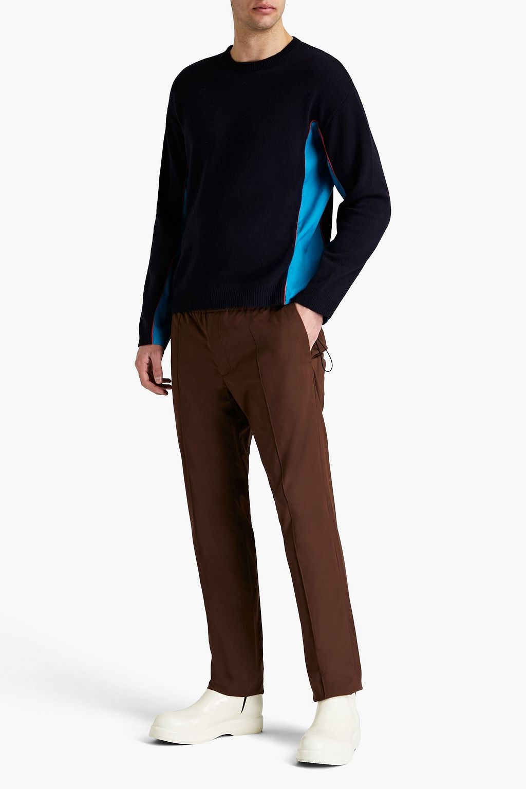 VALENTINO GARAVANI Shell-paneled wool and cashmere-blend sweater