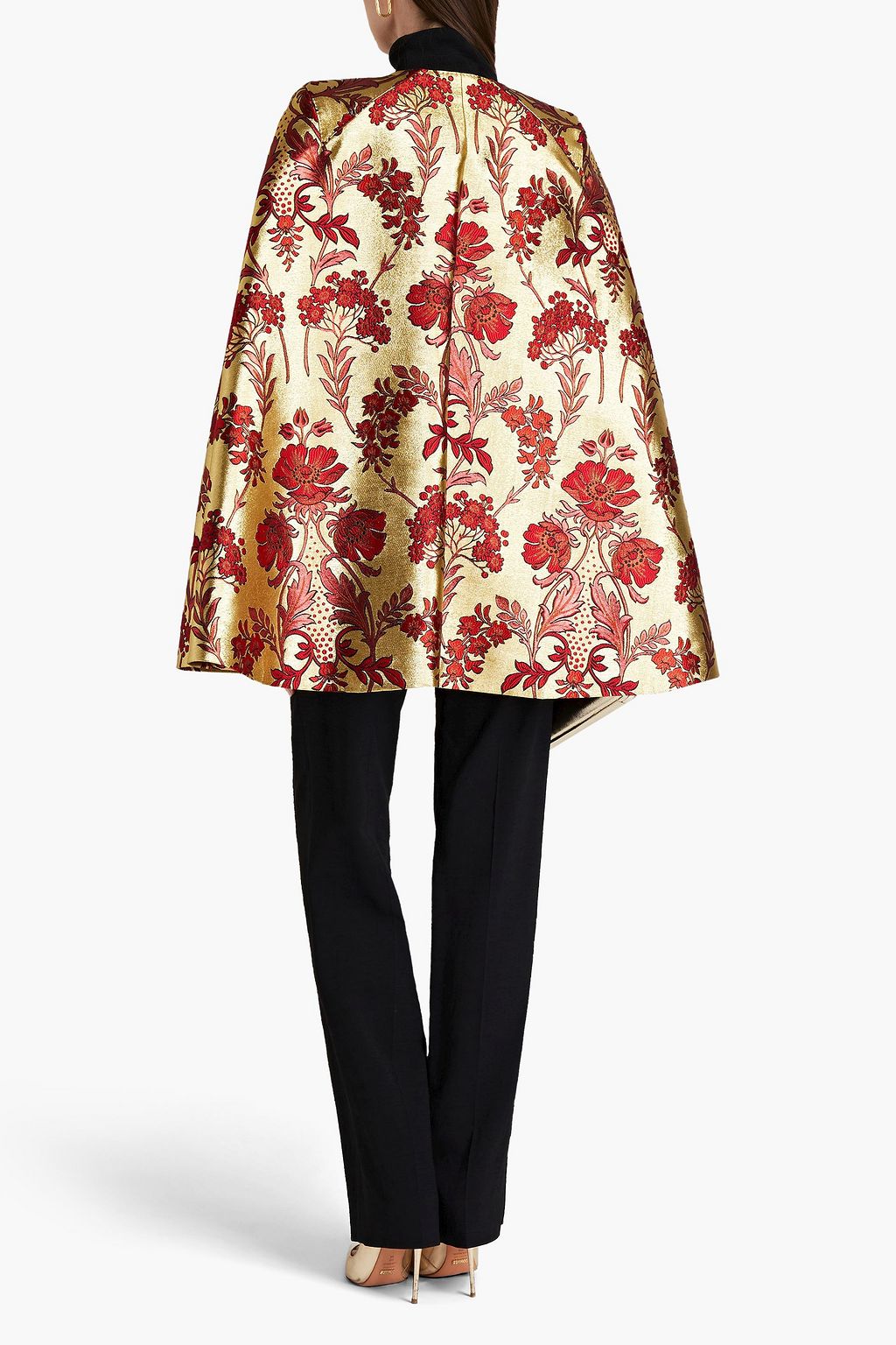 DOLCE & GABBANA リボン付き メタリックブロケード ケープ