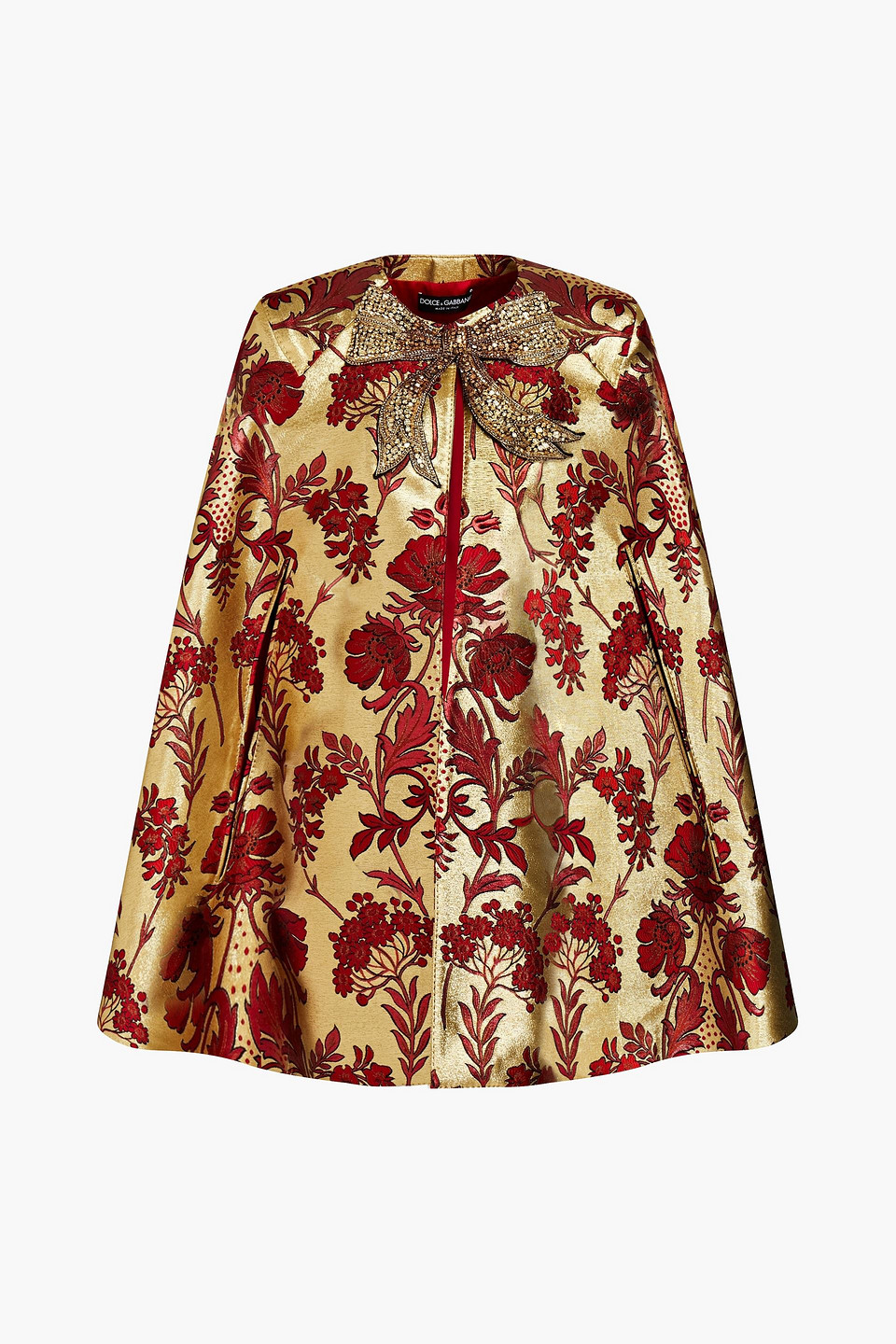 Dolce&Gabbana Bow-detailed metallic brocade cape