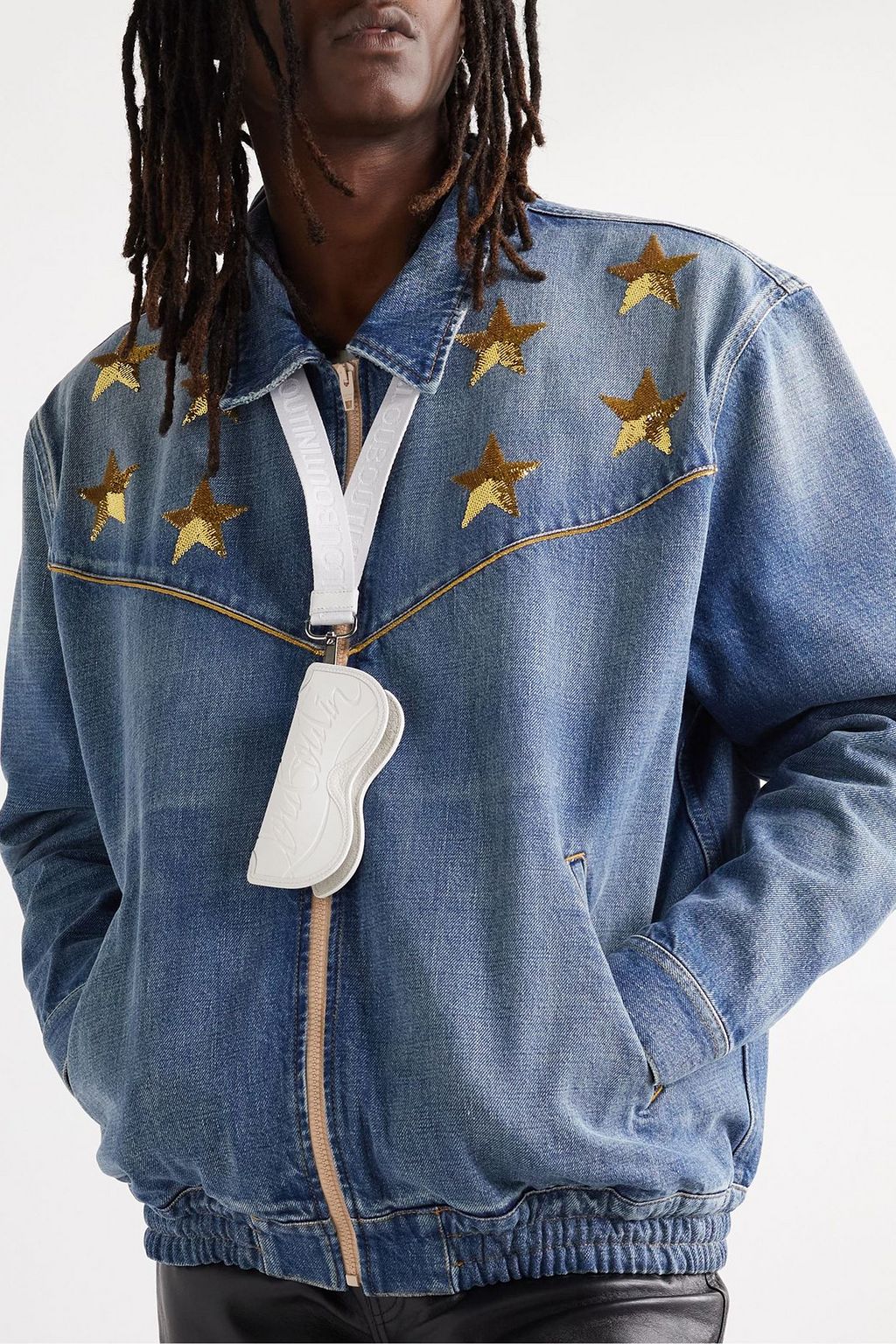 CHRISTIAN LOUBOUTIN Loubinocle logo-debossed rubber and leather sunglasses case