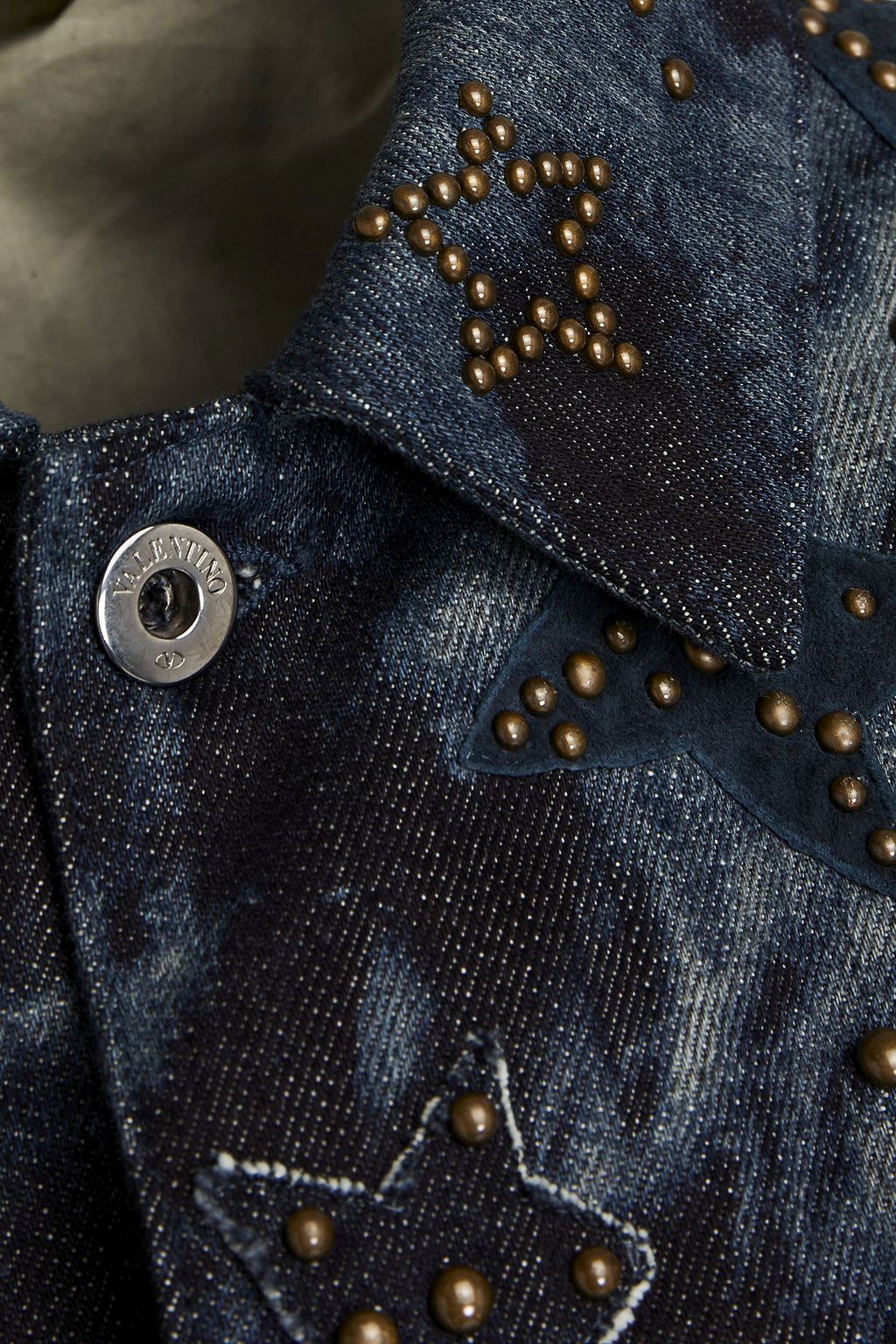 VALENTINO Embellished tie-dyed denim jacket